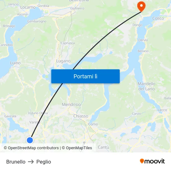 Brunello to Peglio map