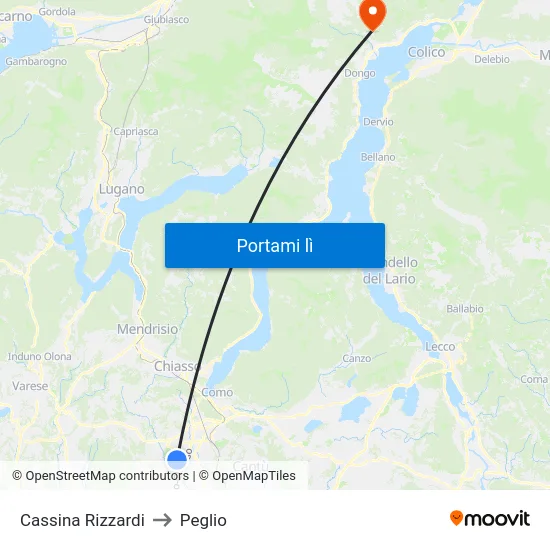 Cassina Rizzardi to Peglio map