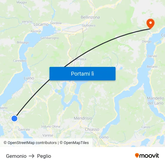 Gemonio to Peglio map