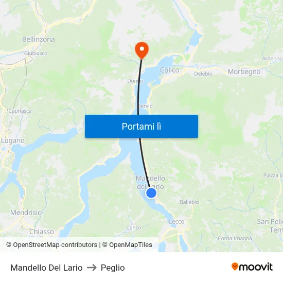 Mandello Del Lario to Peglio map