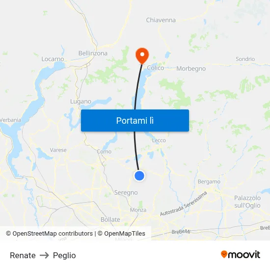 Renate to Peglio map