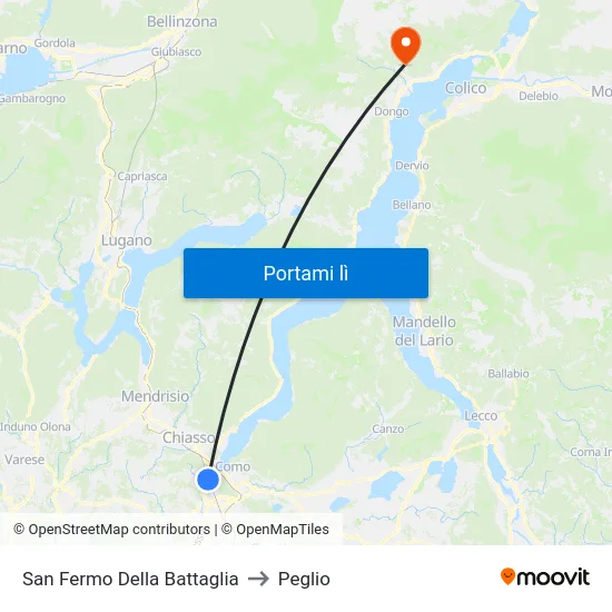 San Fermo Della Battaglia to Peglio map