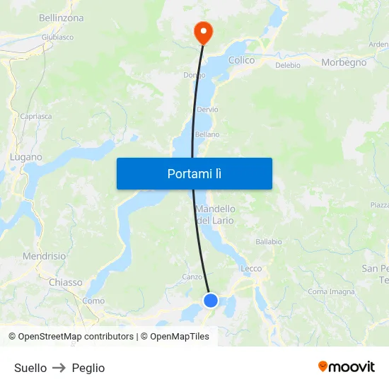 Suello to Peglio map