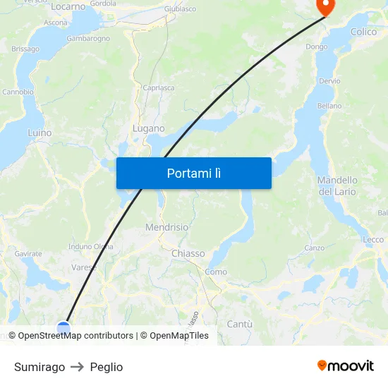 Sumirago to Peglio map