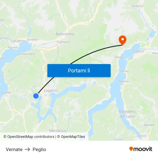 Vernate to Peglio map