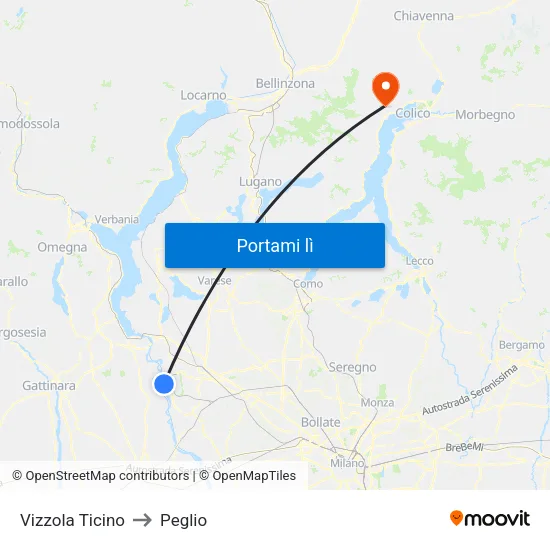 Vizzola Ticino to Peglio map