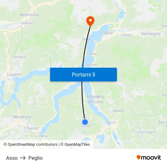 Asso to Peglio map
