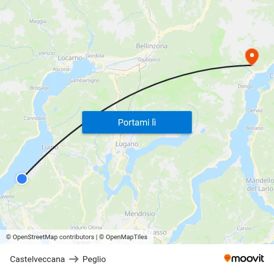 Castelveccana to Peglio map