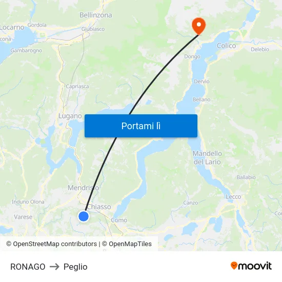 RONAGO to Peglio map