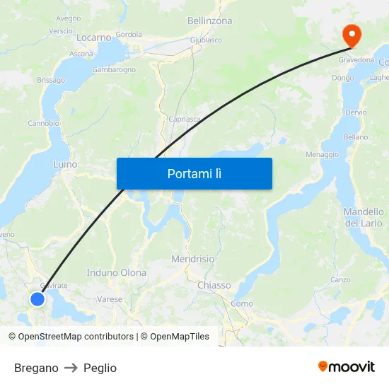 Bregano to Peglio map