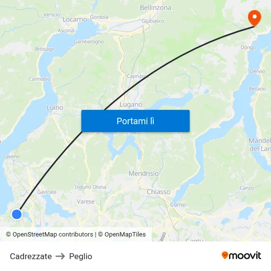 Cadrezzate to Peglio map
