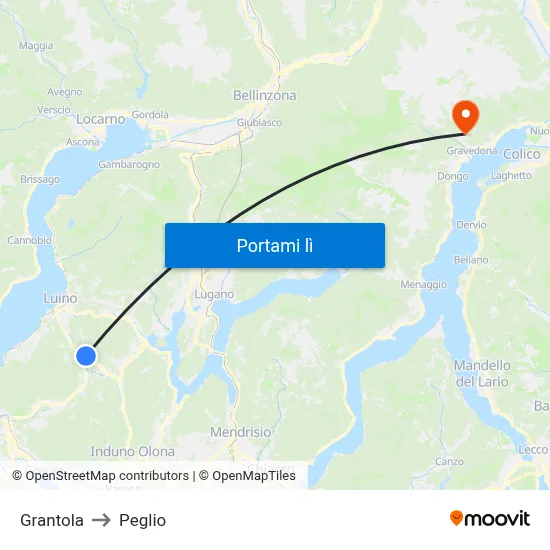 Grantola to Peglio map
