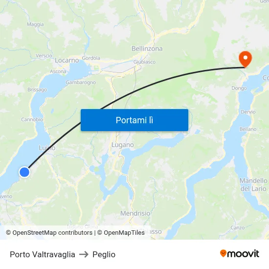 Porto Valtravaglia to Peglio map