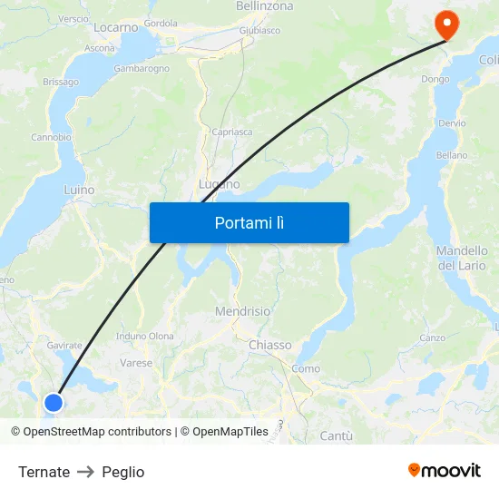 Ternate to Peglio map