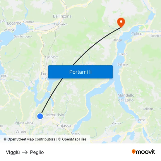 Viggiù to Peglio map