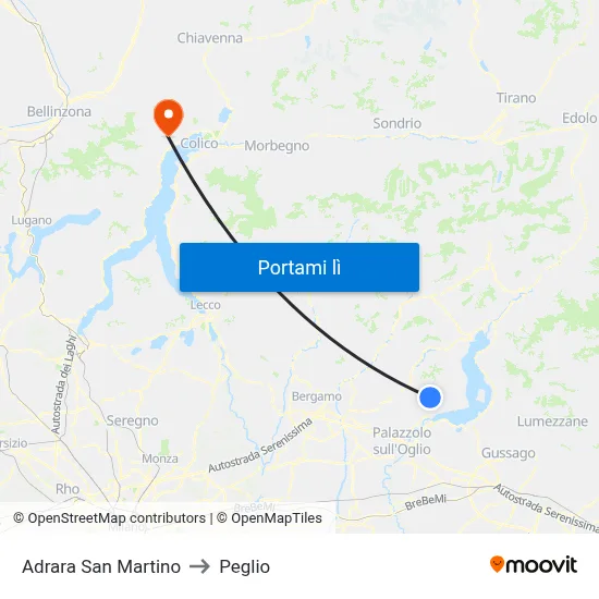 Adrara San Martino to Peglio map