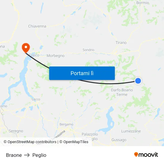 Braone to Peglio map