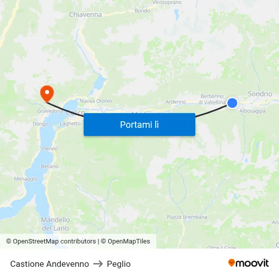 Castione Andevenno to Peglio map