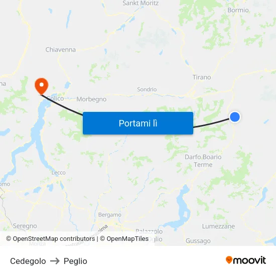 Cedegolo to Peglio map