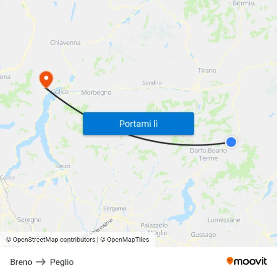 Breno to Peglio map
