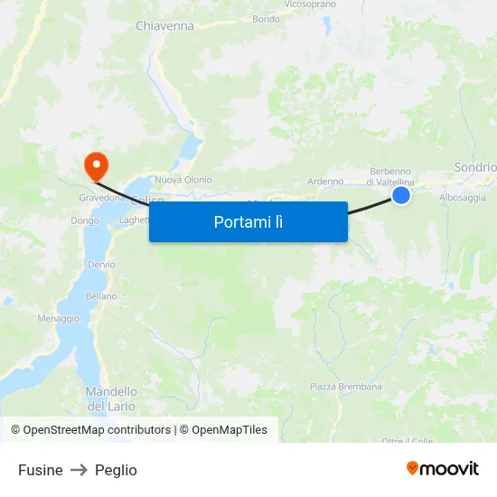 Fusine to Peglio map