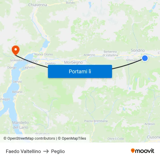 Faedo Valtellino to Peglio map