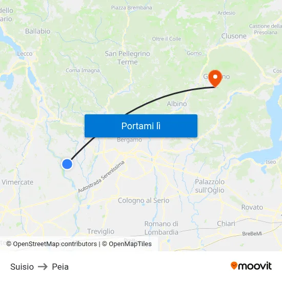 Suisio to Peia map
