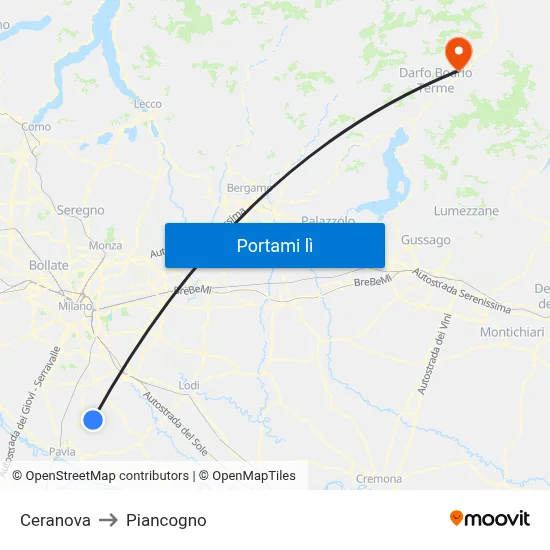 Ceranova to Piancogno map