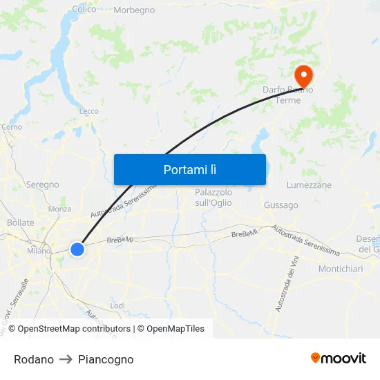 Rodano to Piancogno map