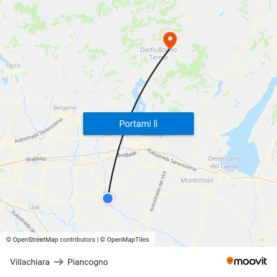 Villachiara to Piancogno map