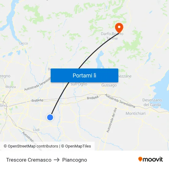 Trescore Cremasco to Piancogno map