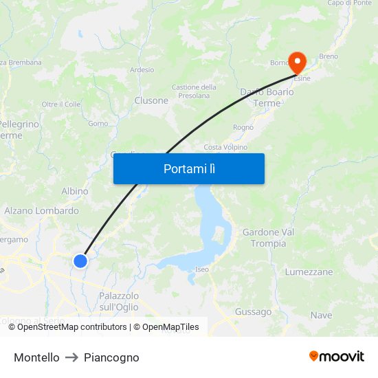 Montello to Piancogno map