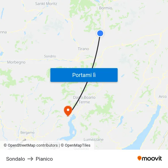 Sondalo to Pianico map