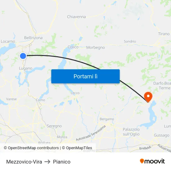 Mezzovico-Vira to Pianico map