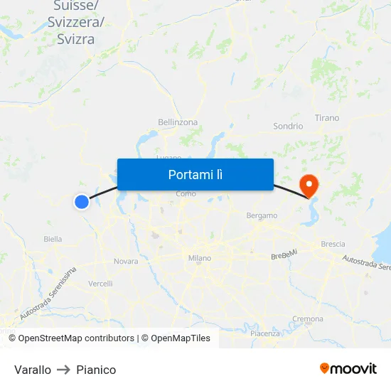 Varallo to Pianico map