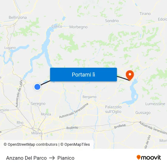 Anzano Del Parco to Pianico map