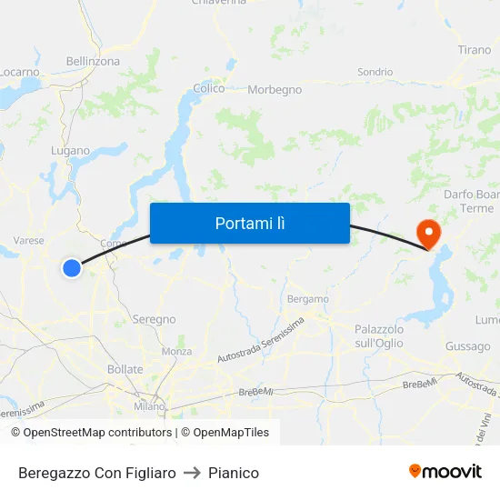 Beregazzo Con Figliaro to Pianico map