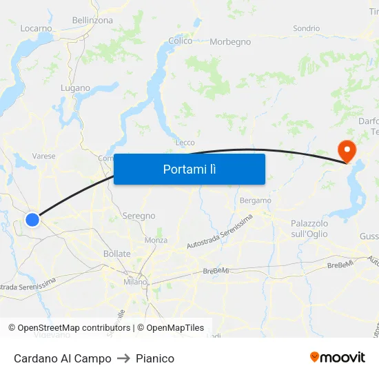 Cardano Al Campo to Pianico map