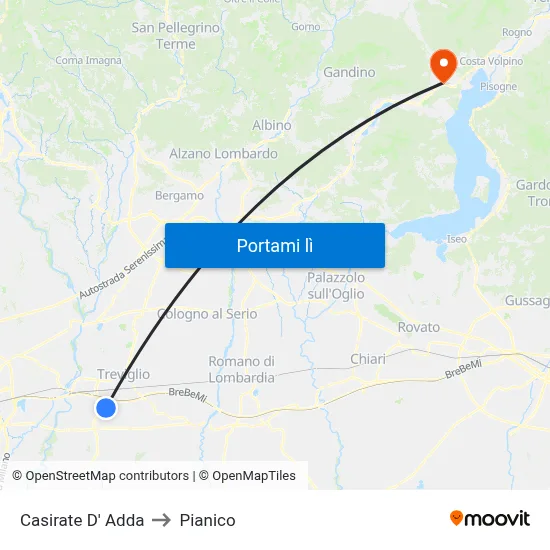 Casirate D' Adda to Pianico map