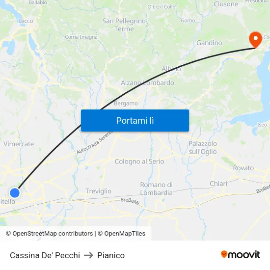 Cassina De' Pecchi to Pianico map