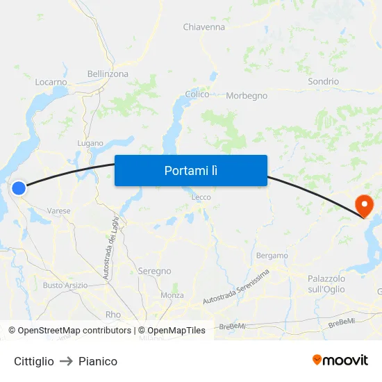 Cittiglio to Pianico map