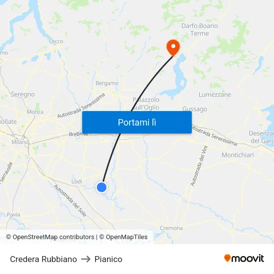 Credera Rubbiano to Pianico map
