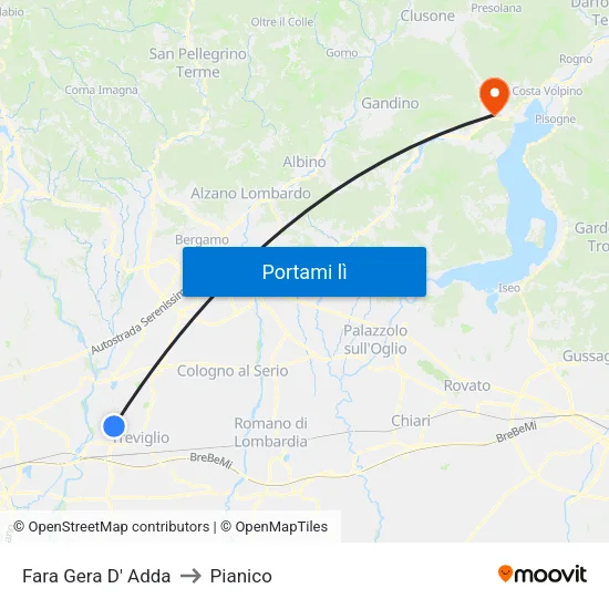 Fara Gera D' Adda to Pianico map