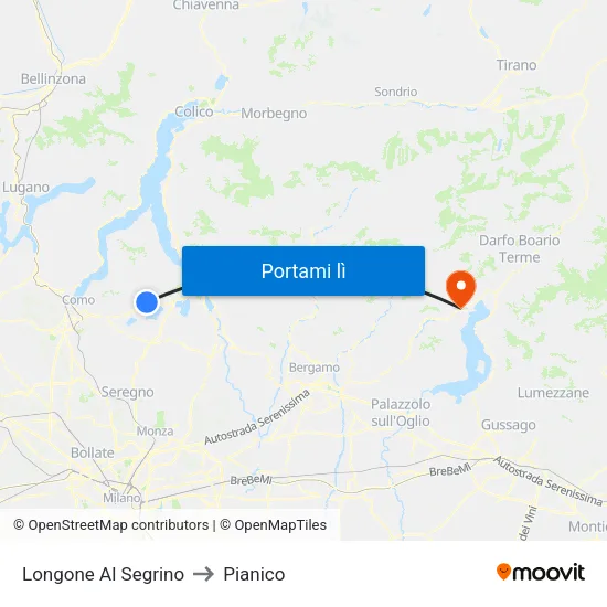 Longone Al Segrino to Pianico map