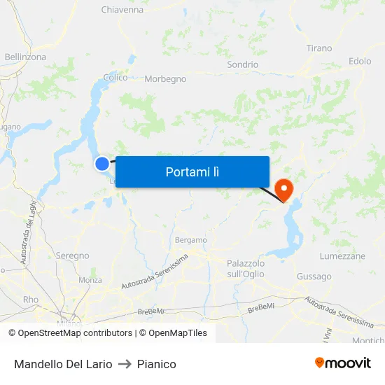 Mandello Del Lario to Pianico map
