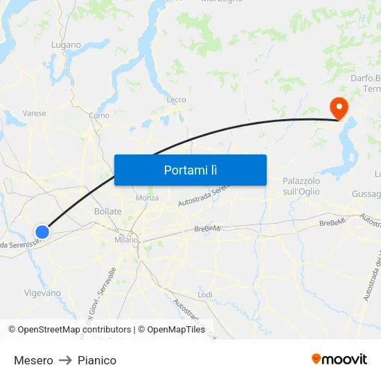 Mesero to Pianico map