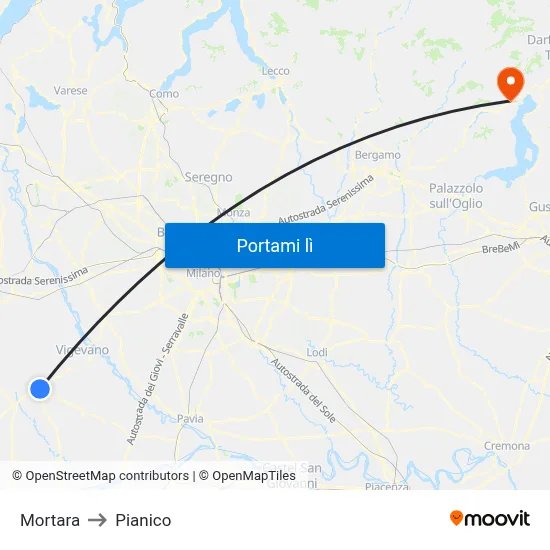 Mortara to Pianico map