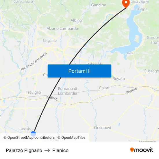 Palazzo Pignano to Pianico map