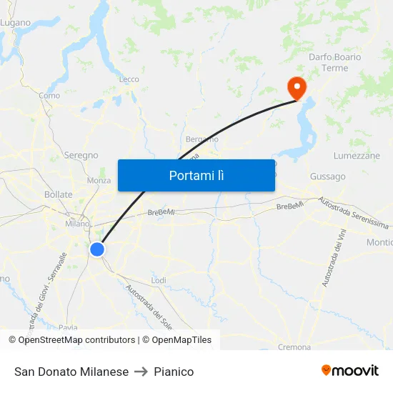 San Donato Milanese to Pianico map