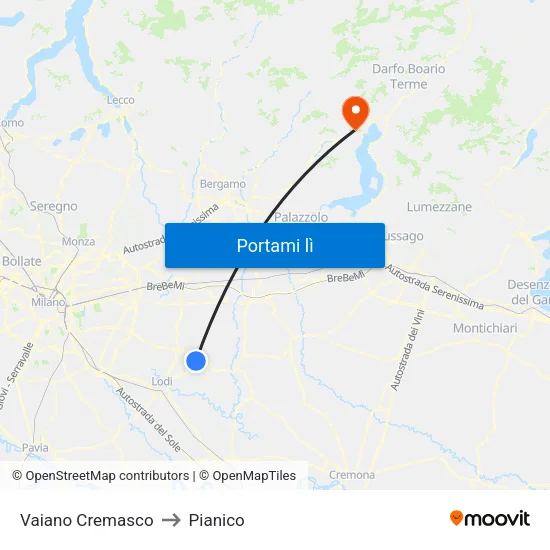 Vaiano Cremasco to Pianico map